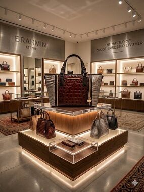 Brahmin Brown and Gray Croco-Embossed Leather Tote